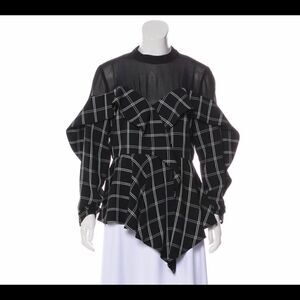 Self-Portrate Plaid Print Mock-Neck Tunic